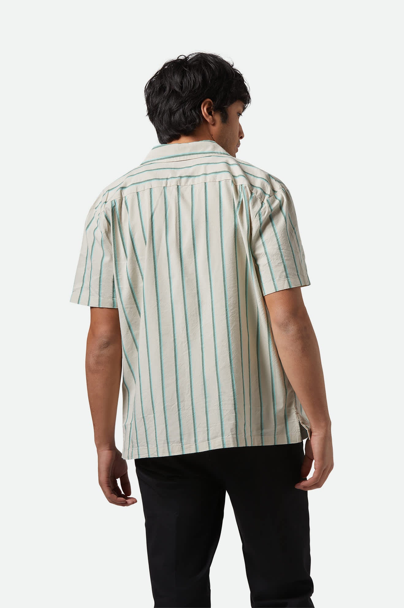CRU Stripe Relaxed Short Sleeve Shirt for Men - Beige, Pine Needle & Aquatic Green Color Options | Casual Summer Wear, Beach Outfits & Weekend Style
