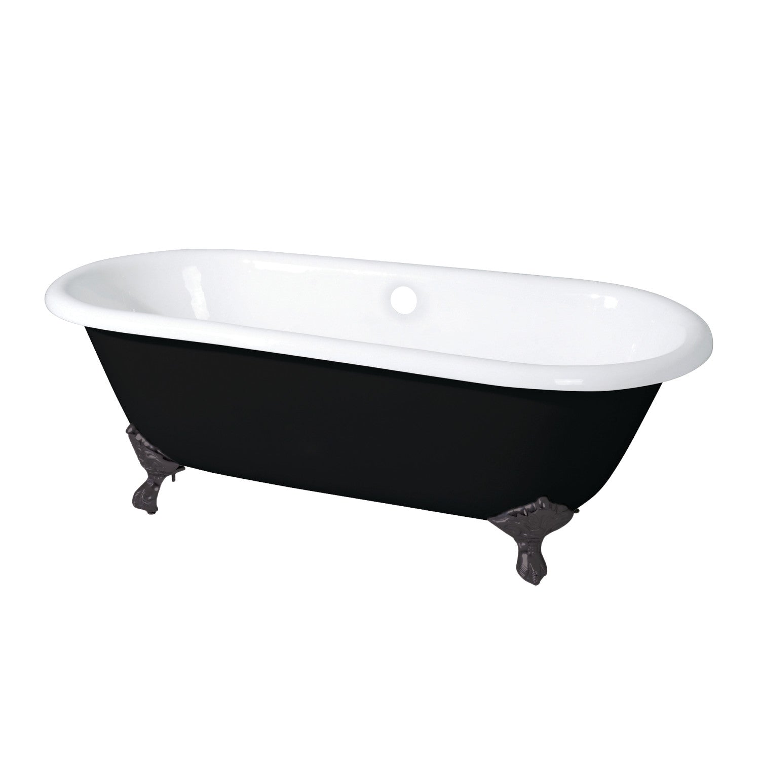 Aqua Eden 66 Inch Clawfoot Bathtub - Cast Iron Oval Double Ended Freestanding Tub (No Faucet Drillings) in Black/White/Oil Rubbed Bronze - Perfect for Vintage Bathroom & Luxury Spa Retreats