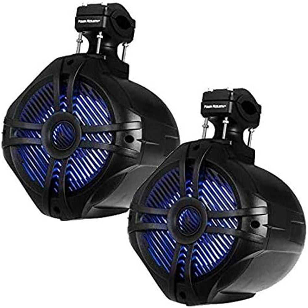 Power Acoustik MWT 65BL 6.5 Inch Marine Grade Wake Tower Speakers with RGB LED Lights & Remote Control - Waterproof Boat Audio System for Wakeboarding, Jet Ski & Yachting (Black)