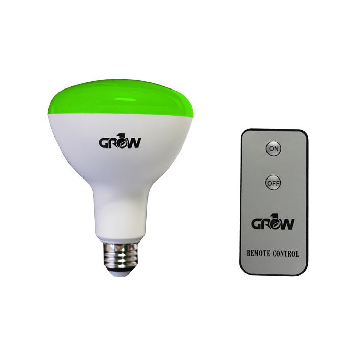 Grow1 LED Plant Light Bulb with Remote Control - Full Spectrum Green Light for Indoor Plants, Hydroponics, and Greenhouse Gardening