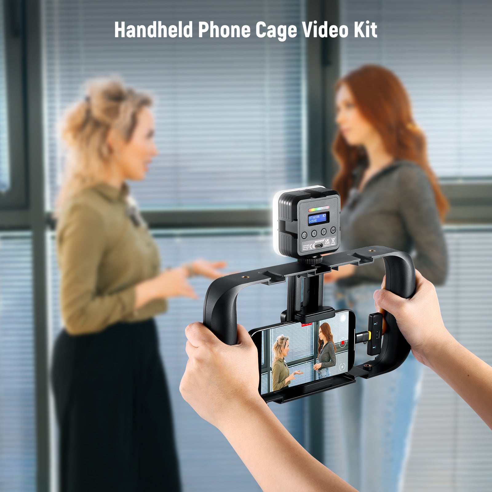 NEEWER PA049 Vlogging Kit with RGB LED Light, Wireless Microphone, Mini Tripod & Phone Mount - Perfect for YouTube, TikTok & Live Streaming Content Creation