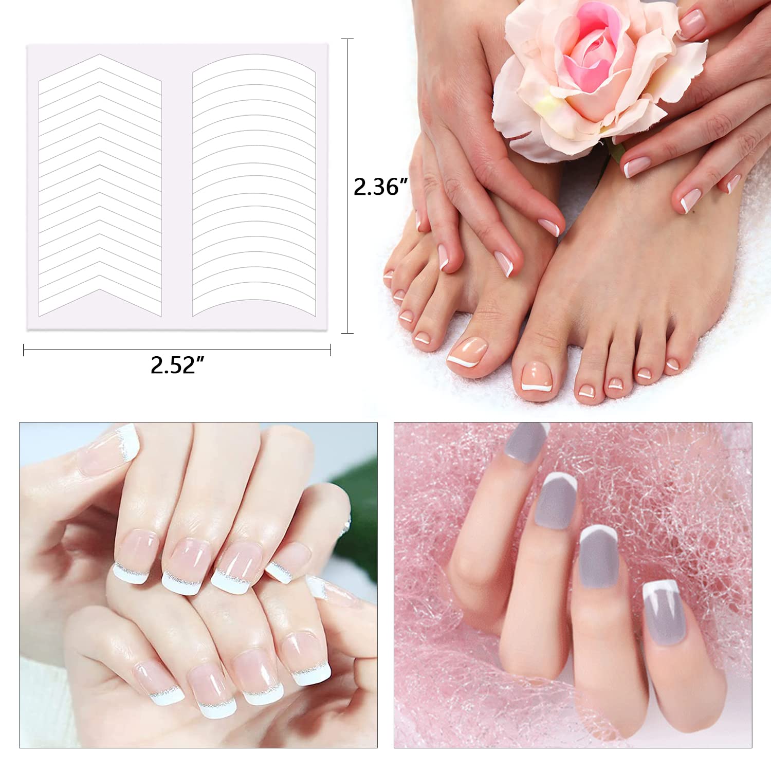 SILPECWEE 2880 Pieces French Tip Nail Guides - 90 Sheets Self-Adhesive Nail Art Stickers for French Manicure, Nail Design Tools & Stencils | Perfect for DIY Nail Art, Salon Professionals & At-Home Manicures