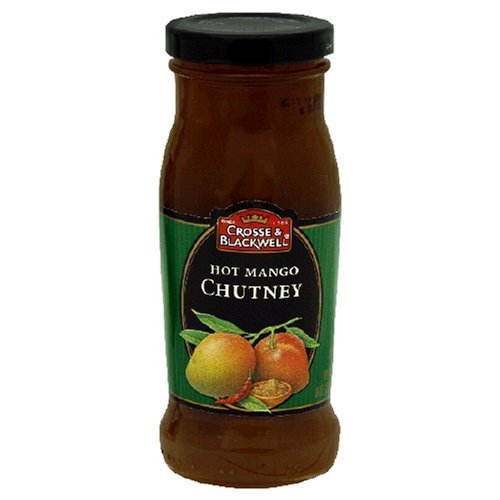 Premium Crosse & Blackwell Hot Mango Chutney - 9 Ounce Glass Jars (Pack of 2) - Spicy Indian Condiment for Sandwiches, Curries & Cheese Platters - Authentic British Import