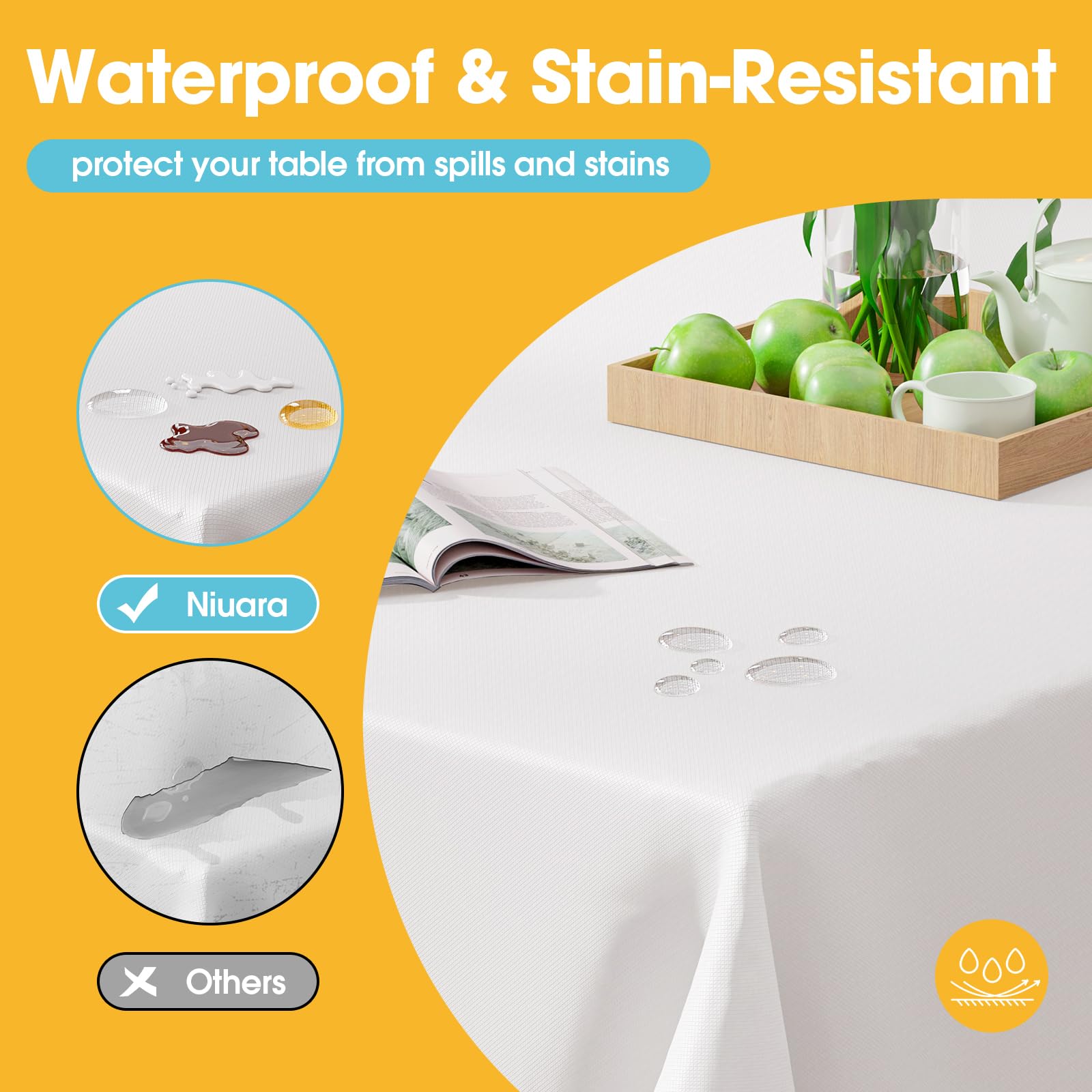 White Plastic Tablecloth 4 Pack – 54''×108'' Rectangle Disposable Table Cover for 6ft Tables | Perfect for Holiday Parties, Family Gatherings, Picnics & Outdoor Events