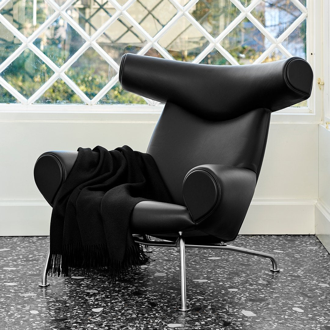 Erik Jørgensen Wegner Ox Chair - Mid Century Modern Leather Lounge Chair for Living Room, Office & Reading Nook - Scandinavian Design Replica