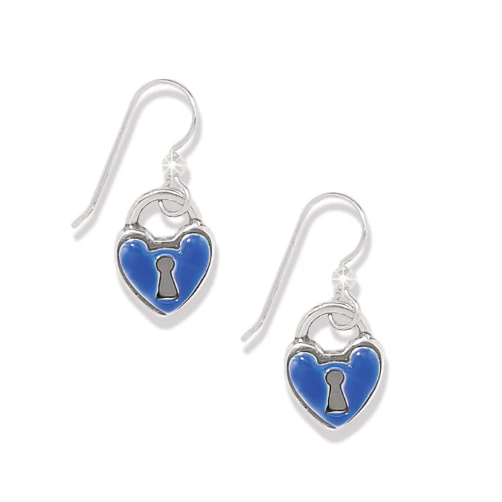 Brighton One Heart Padlock French Wire Earrings - Sterling Silver Dangle Earrings for Women, Romantic Gift for Her | Perfect for Valentine's Day, Anniversary & Date Night Jewelry