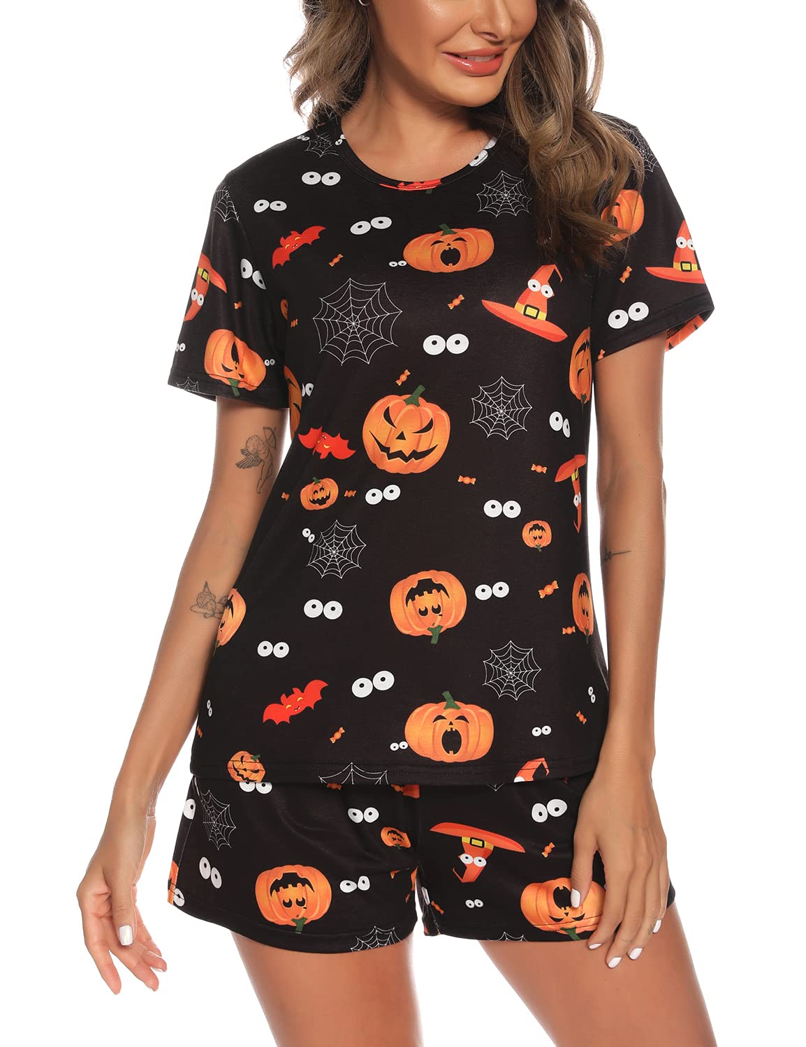 EISHOPEER Women's Short Pajama Set - Cute Print Sleepwear for Lounge & Summer Nights