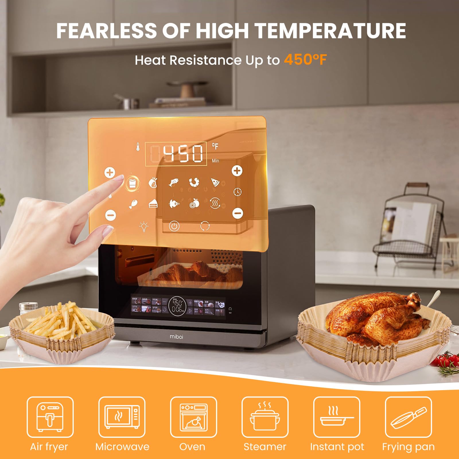 100-Pack Non-Stick Air Fryer Paper Liners - 7.9