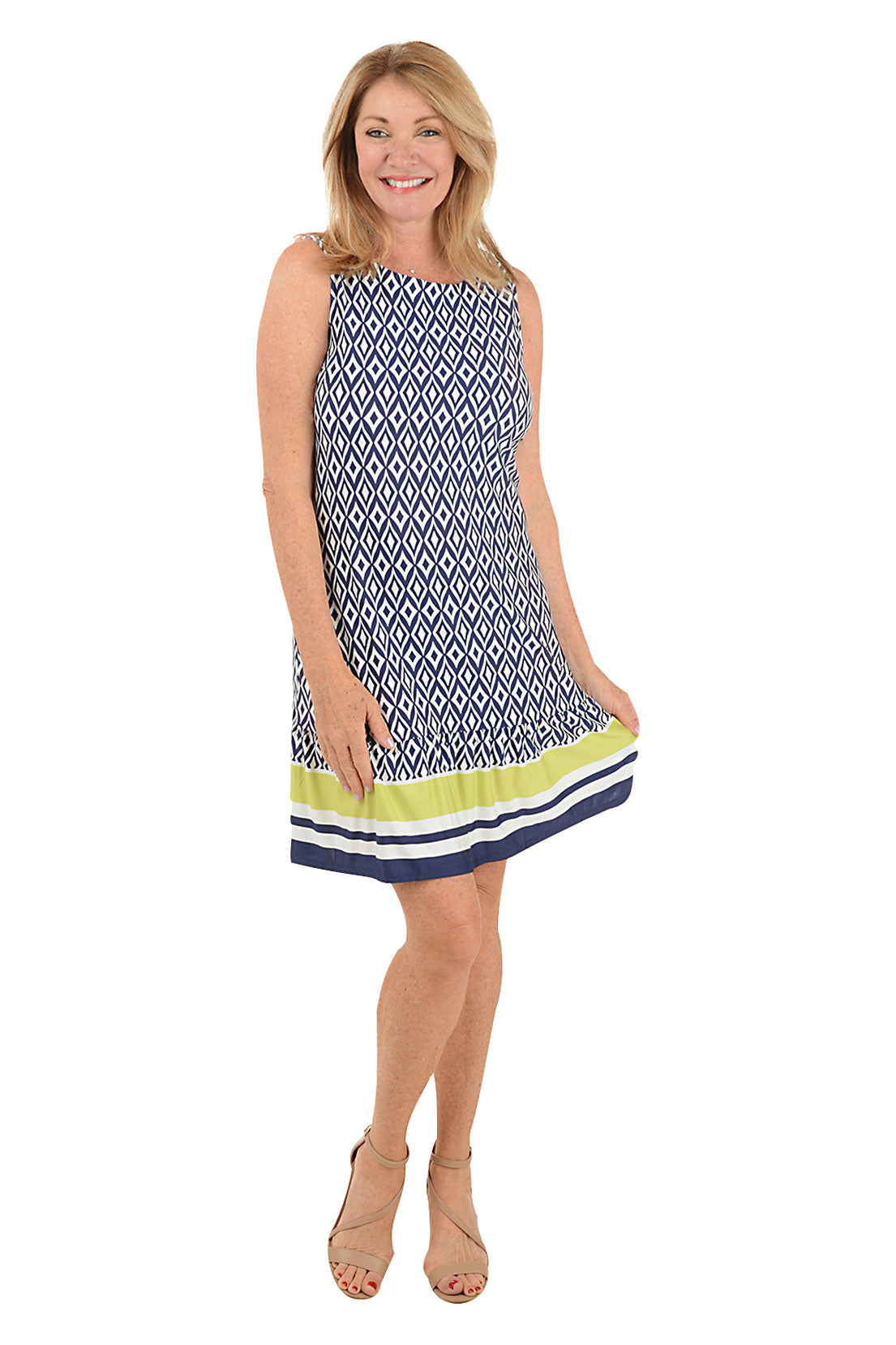 Elegant Diamond Ruffled Border Sleeveless Party Dress for Women - Perfect for Weddings, Cocktail Events & Evening Occasions