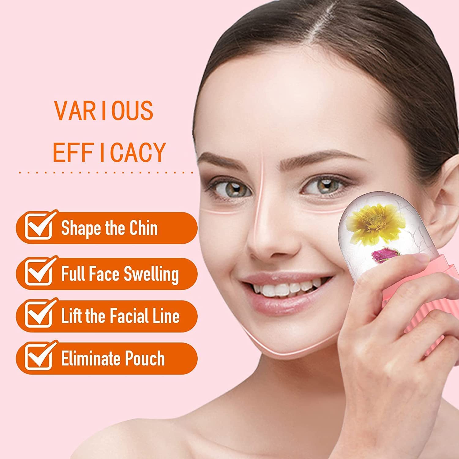 Fozzby Ice Face Roller Massager - Cooling Ice Cube Roller for Face, Eyes & Neck | Skin Care & De-Puffing | Relieves Migraine Pain | Reusable Silicone Massage Tool for Home & Spa Relaxation
