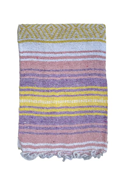 Authentic Mexican Falsa Blanket - Soft Yoga, Beach, Camping, Picnic & Car Blanket - Cozy Home Throw for Outdoor & Indoor Use (Baby Pink) | Perfect for Travel, Lounging & Decor
