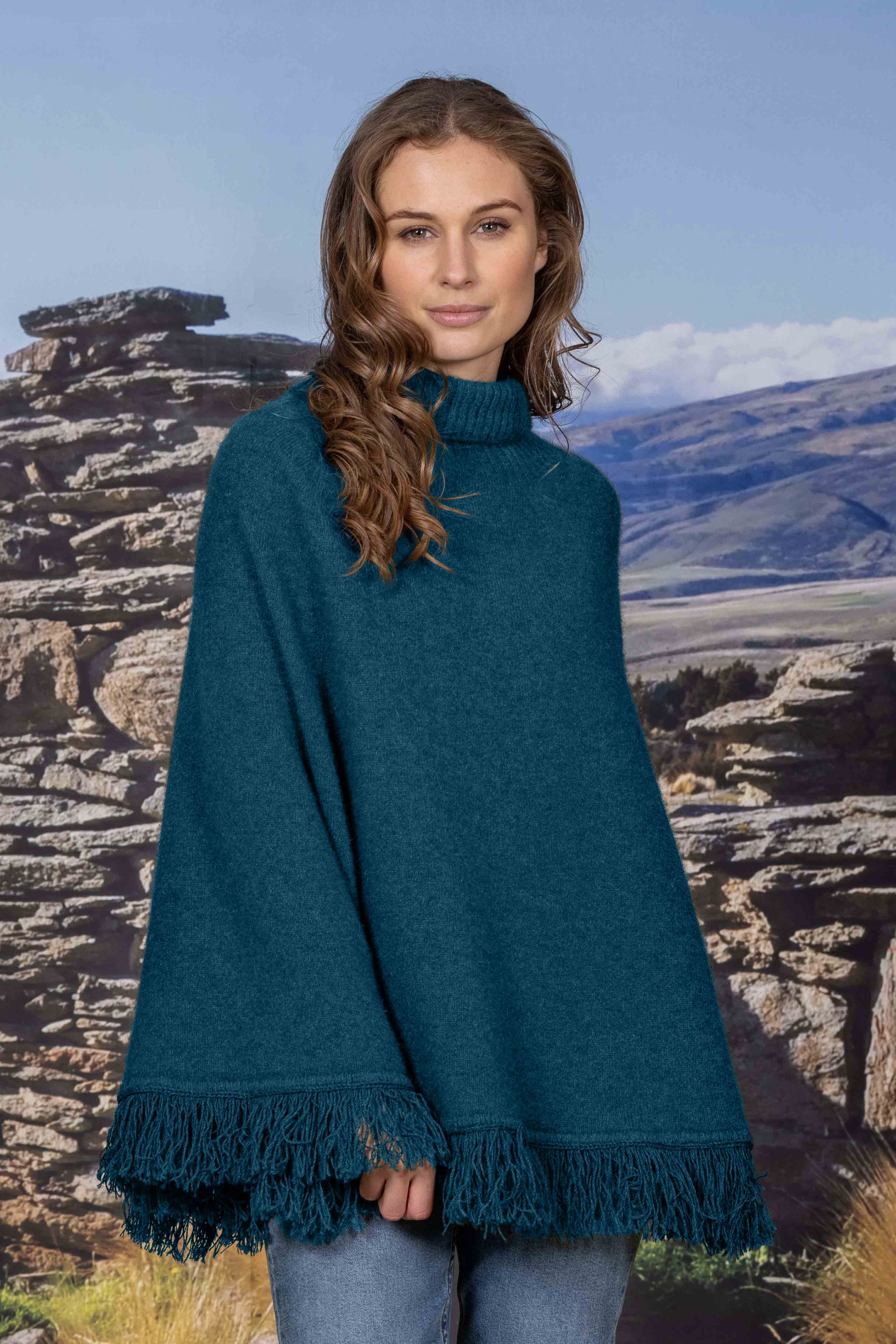 Women's Merino Possum Fringed Poncho - Soft Wool Blend Shawl Wrap for Fall & Winter - Perfect for Outdoor Adventures, Travel & Casual Wear