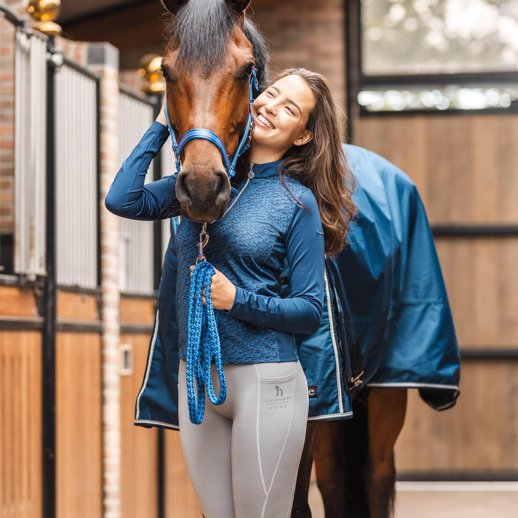 HORZE Glasgow Lightweight Waterproof Turnout Horse Blanket No Fill - Opal Blue - 75 Inch - Perfect for Outdoor Riding, Stable Use & All-Weather Protection