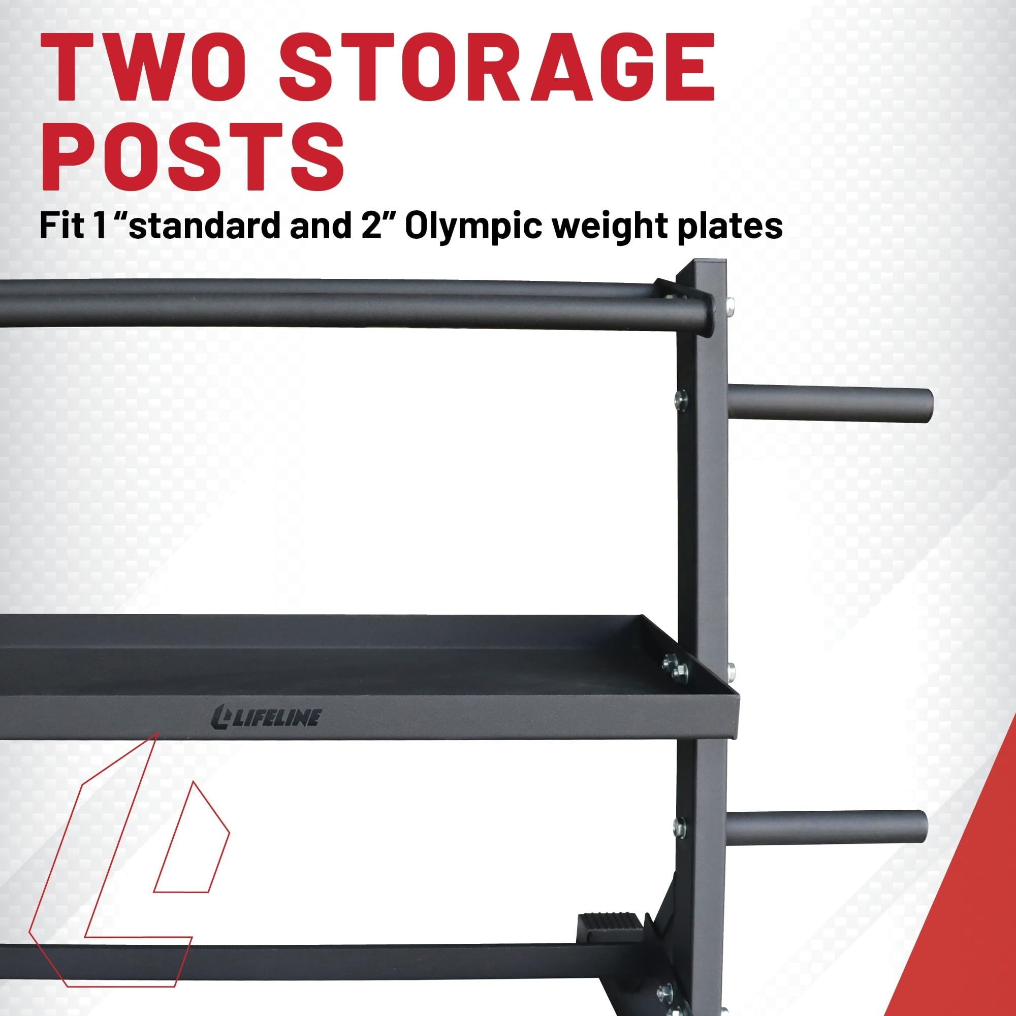 Lifeline Fitness 3-Tier Dumbbell & Kettlebell Storage Rack with Rope Hook - Heavy Duty 440LB Capacity Home Gym Equipment Organizer - Perfect for Garage, Basement & Home Workout Spaces