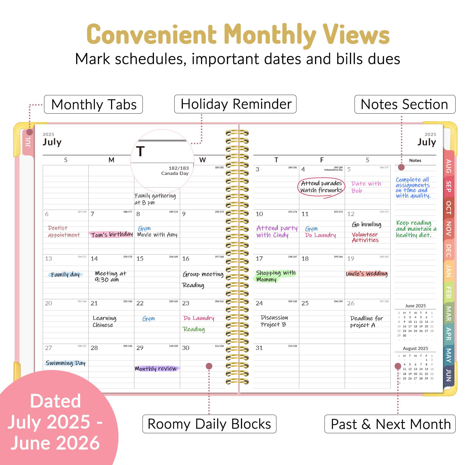 Forvencer 2025-2026 Academic Planner - Weekly & Monthly Hardcover Organizer with Tabs, 8.5