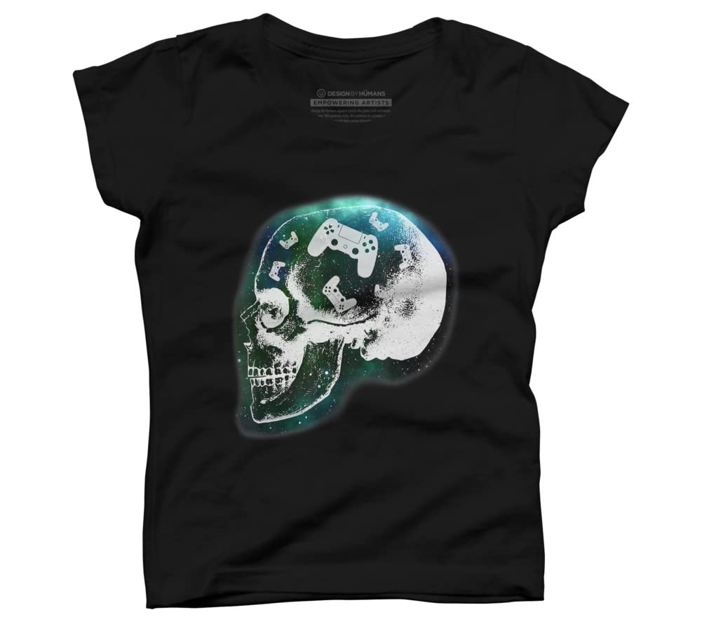 Design By Humans Girl's Gaming is Always in My Skull Mind Graphic T-Shirt for Women - Cool Gamer Tee for Casual Wear & Gaming Events