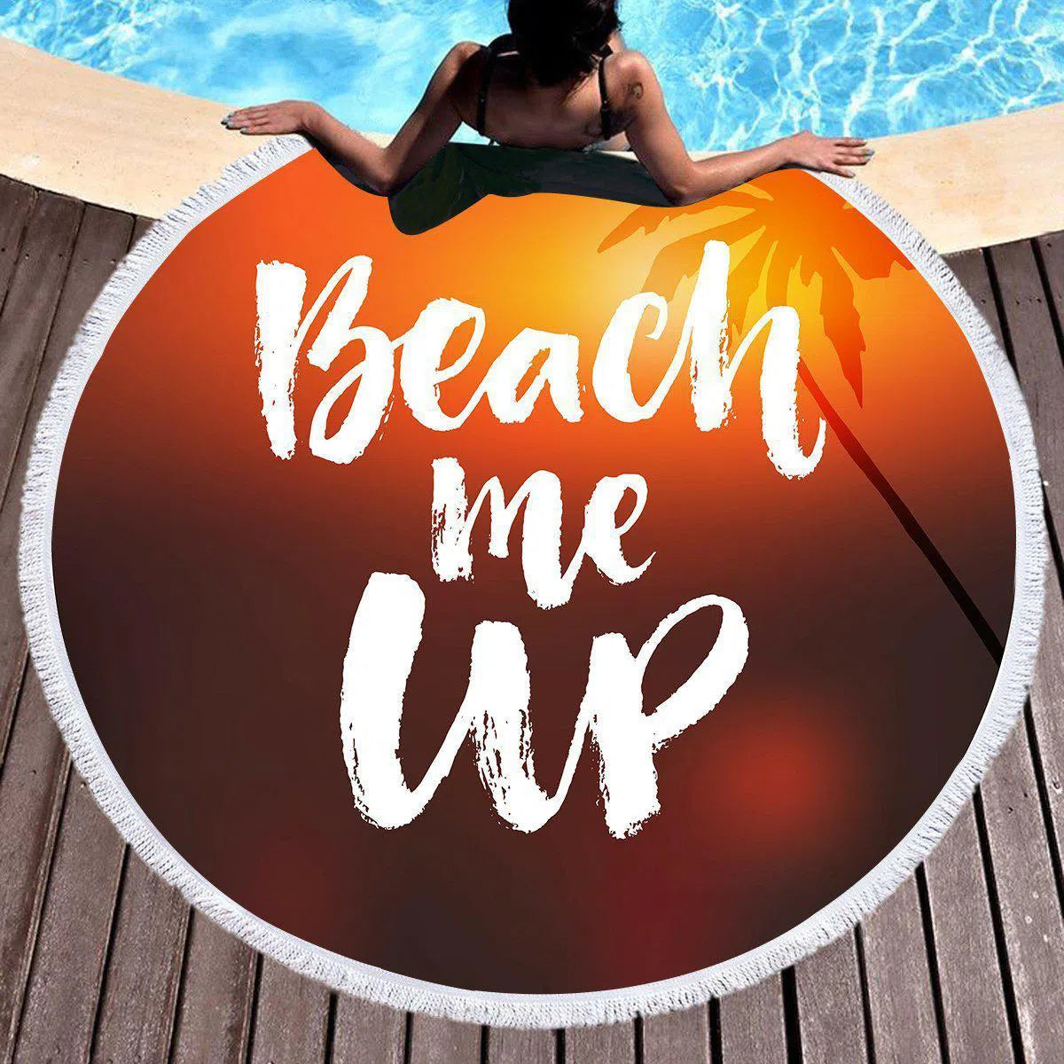Beach Me Up Round Beach Towel - Soft, Quick-Dry, Sand-Resistant for Pool, Beach, Picnics & Yoga