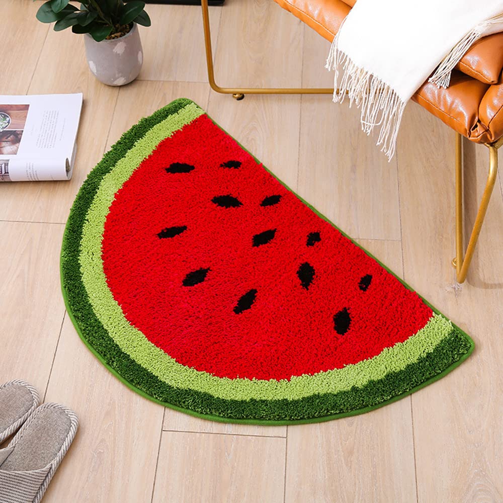 Non-Slip Rainbow Fruit Bathroom Rug - Super Soft Absorbent Doormat for Bathroom & Entrance (40x60cm, Watermelon Design) | Durable, Washable & Waterproof Floor Mat for Home Decor & Indoor Use