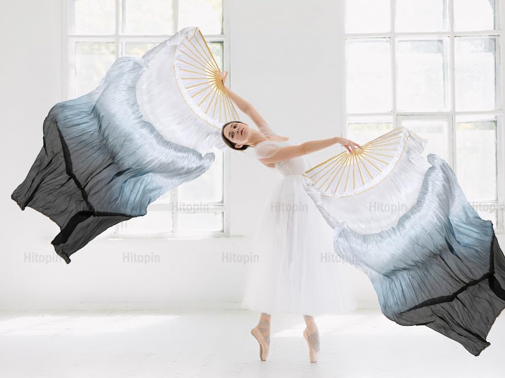 1 Pair 180cm Silk Belly Dance Fans - Chinese Dance Fan Veil, Long Imitation Silk Dance Props for Dancers, Perfect for Belly Dance Practice, Performances, and Gifts for Dancers