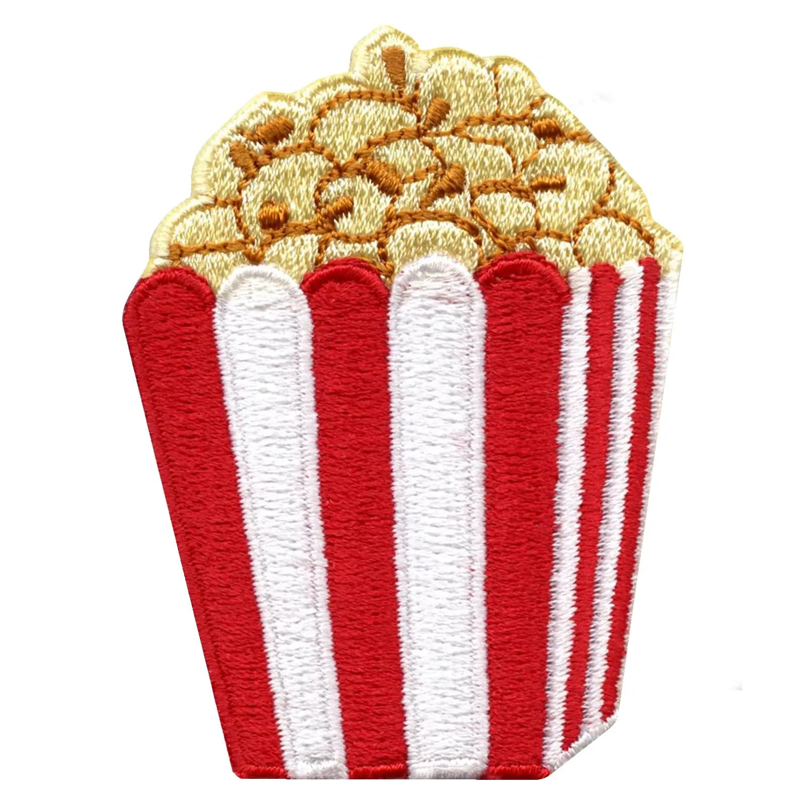 Movie Theater Popcorn Patch - Embroidered Iron On Applique for DIY Clothes, Bags & Hats - Perfect for Costumes, Gifts & Popcorn Lovers