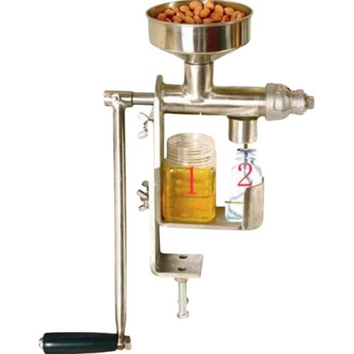 Stainless Steel Manual Oil Press Machine - T-king DIY Oil Expeller for Home Use | Perfect for Making Peanut, Almond, Coconut & Olive Oil | Great for Kitchen, Farm & Homemade Oil Production