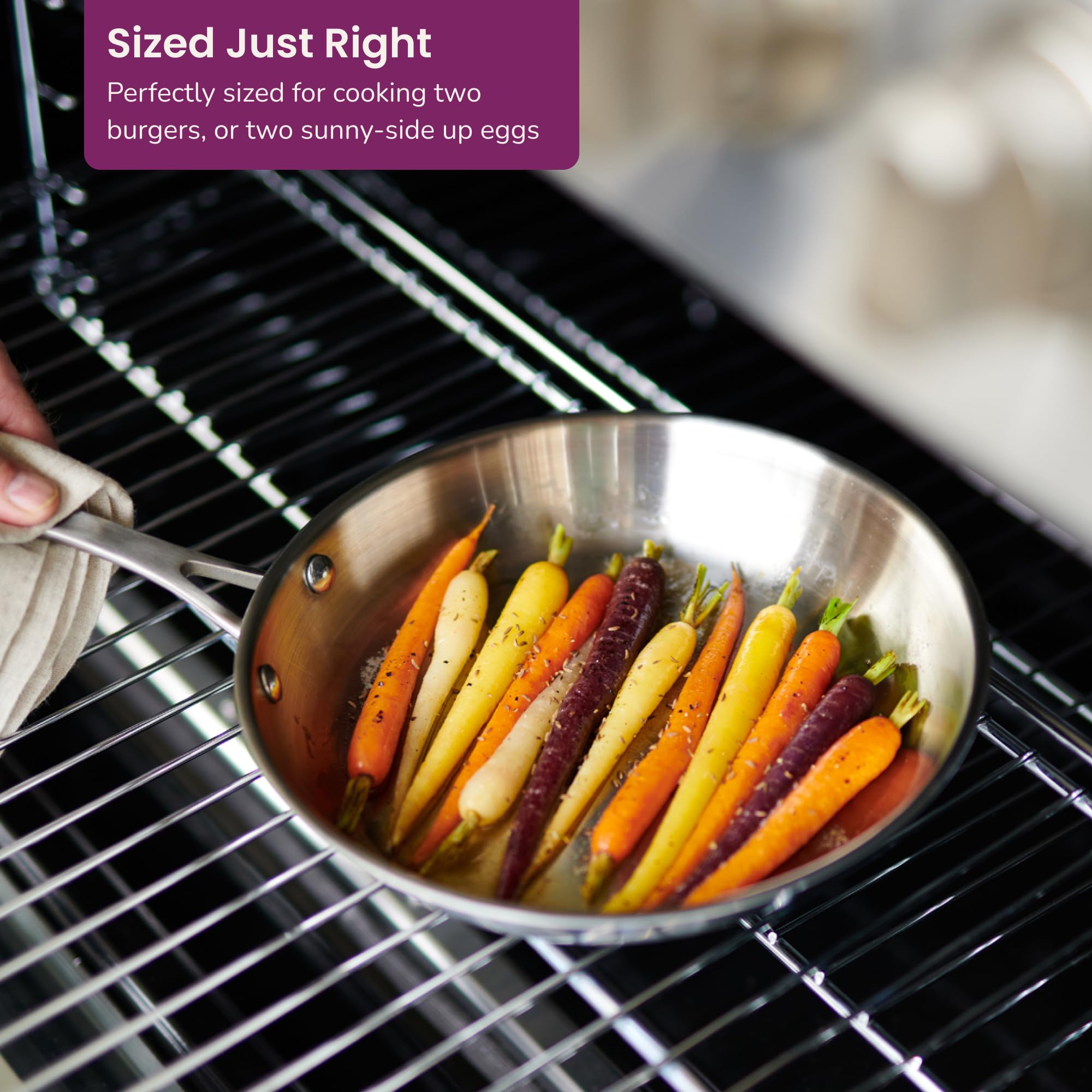 10 Inch Stainless Steel Skillet & Frying Pan - Medium Size American Made Cookware for Searing, Sautéing & Frying - Perfect for Home Kitchen & Professional Chefs