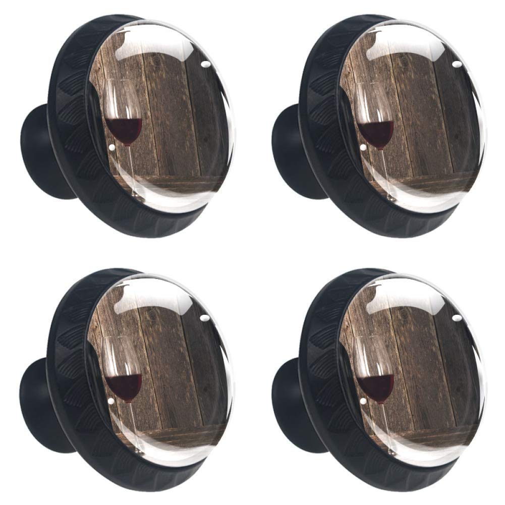 Vintage Wine Bottle & Glass Round Cabinet Knobs - Farmhouse Drawer Pulls for Kitchen, Dresser, Closet Furniture | Durable Hardware for Modern Home Decor