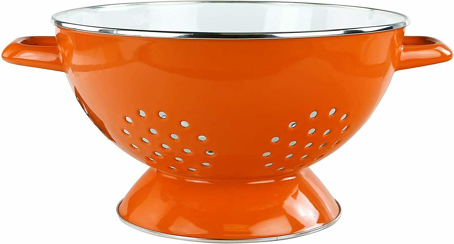 5 Quart Enamel-on-Steel Colander - Large Durable Kitchen Strainer for Pasta, Vegetables & Fruits | Essential Cooking Tool for Draining, Washing & Sifting | Perfect for Home Chefs & Meal Prep