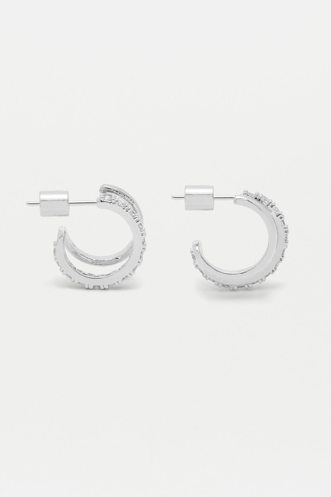 Double Hoop Illusion Pave Earrings - Sparkling Cubic Zirconia Dangle Earrings for Women | Perfect for Parties, Weddings & Date Nights