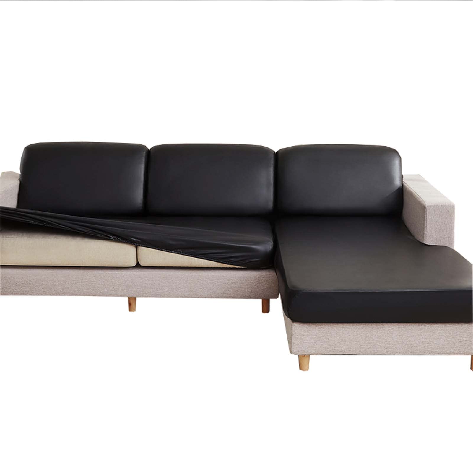 Stretchable L-Shaped Sectional Sofa Cushion Covers - 6-Piece Black Furniture Protector Slipcovers for Couches & Sectionals | Perfect for Living Room, Family Room & Home Theater Seating Protection