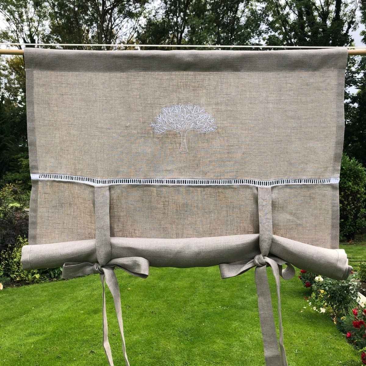 Trafford Linen Tree Tie Up Valance - Elegant Window Treatment for Bedroom & Living Room - Perfect for Home Decor & Curtain Accessories