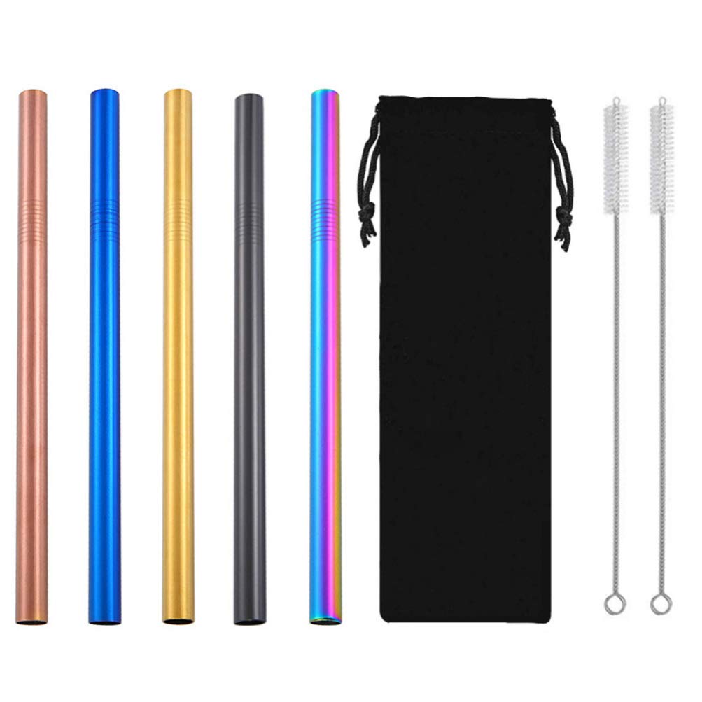 Eco-Friendly Stainless Steel Straw Set - Reusable Drinking Straws for Coffee, Tea, Milk & Smoothies | Durable, Multipurpose Metal Straws for Home, Office & Travel | Dishwasher Safe & BPA-Free
