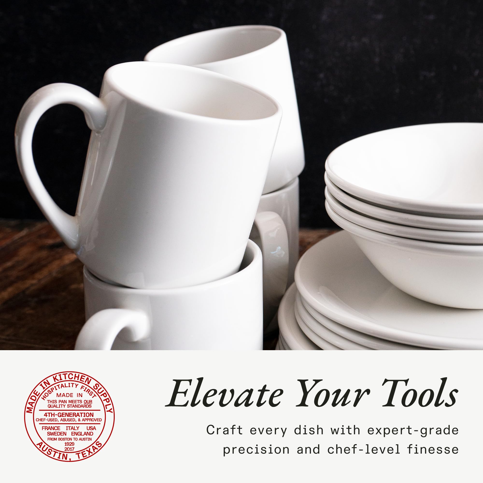 Premium Porcelain Coffee Mug Set of 4 - 12 oz White Mugs with Red Rim - Made in England - Dishwasher & Microwave Safe - Perfect for Home, Office or Gift Giving