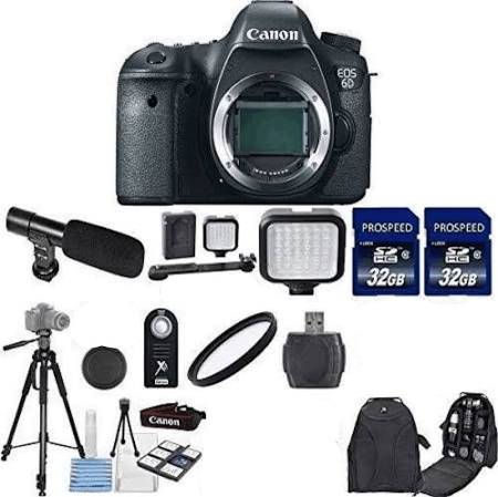 Canon EOS 6D 20.2MP Full Frame DSLR Camera Body Only with 2x Commander 32GB SD Cards - Professional Photography Kit for Travel, Wedding & Portrait Shooting