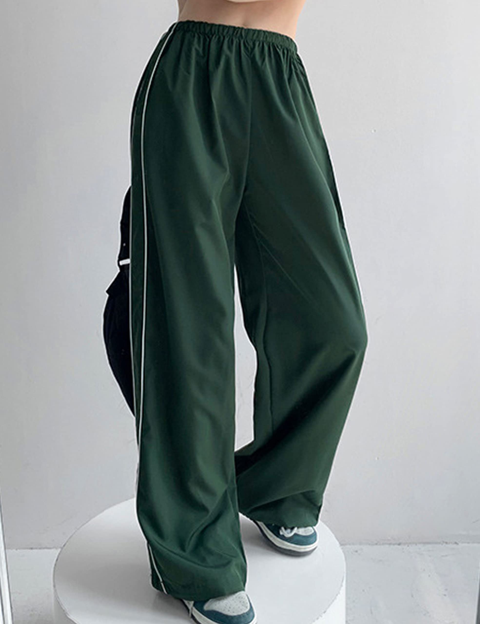 Women's Baggy Parachute Pants - Y2K Wide Leg Elastic Waist Sweatpants for Streetwear & Casual Outfits | Perfect for Lounge, Gym, and Retro Fashion Styles
