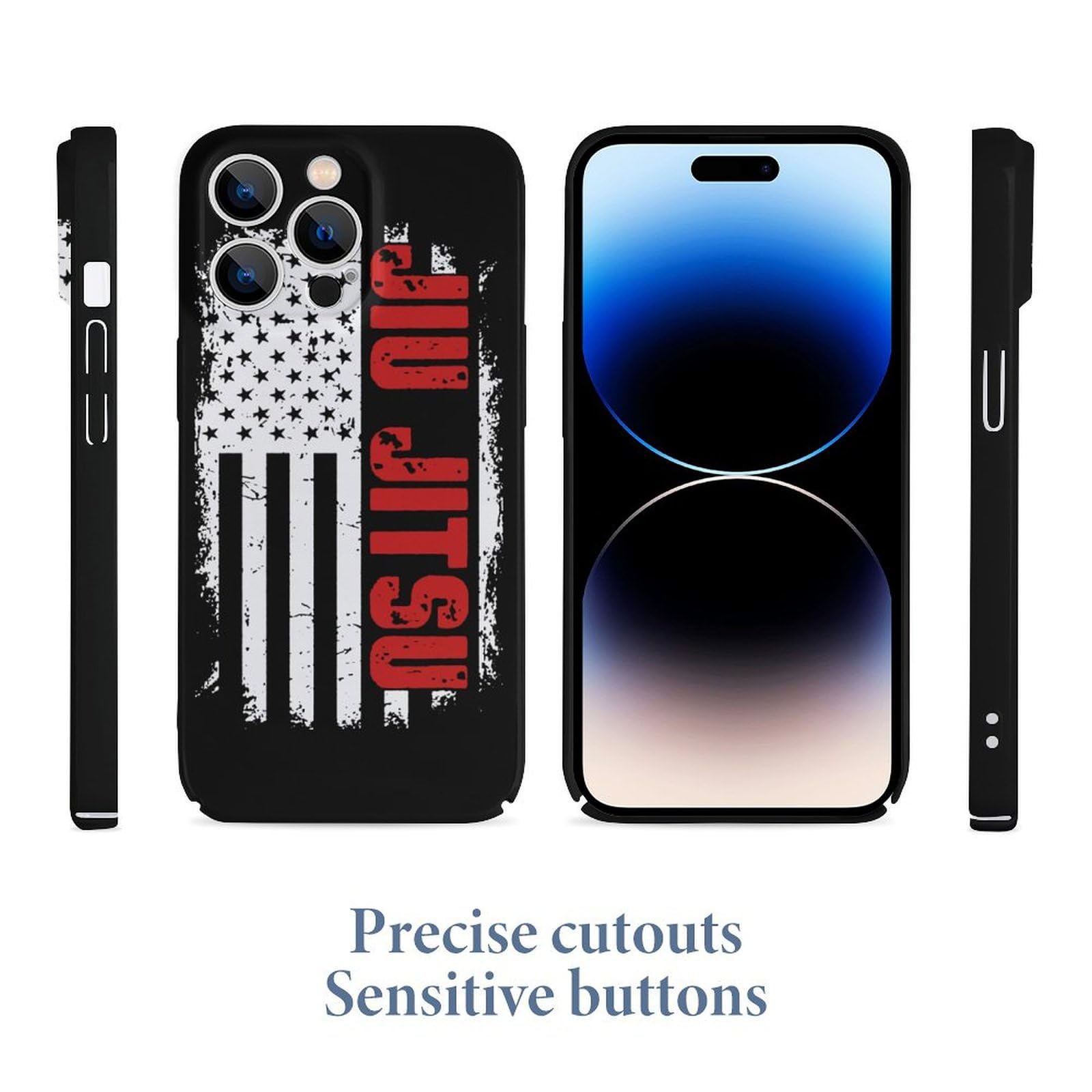 Jiu-Jitsu Flag Print iPhone 14 Case - Shockproof Protective Cover for iPhone 14/14 Plus/14 Pro/14 Pro Max - Perfect for MMA Training & Brazilian Jiu-Jitsu Fans