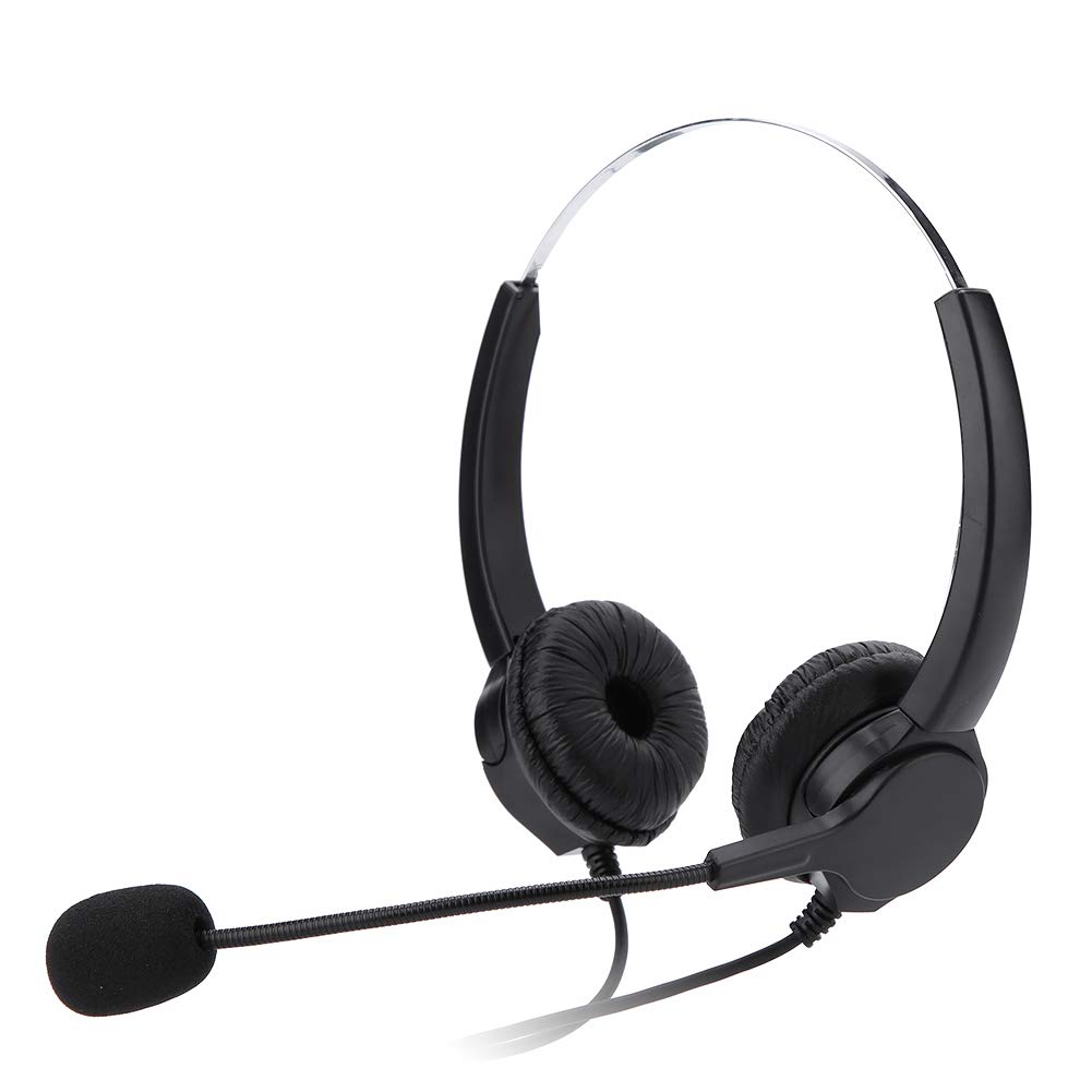 Professional Crystal RJ9 Call Center Headset with Noise Cancelling Microphone - Comfortable Head-Mounted Telephone Headphones for VoIP, Net Calls, Office Phones & Customer Service (Ideal for Call Centers, Remote Work & Business Communications)