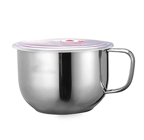 Premium Stainless Steel Ramen Noodle Soup Pasta Bowl with Lid - Induction Cooker Compatible for Quick Meals, Camping & Dorm Cooking