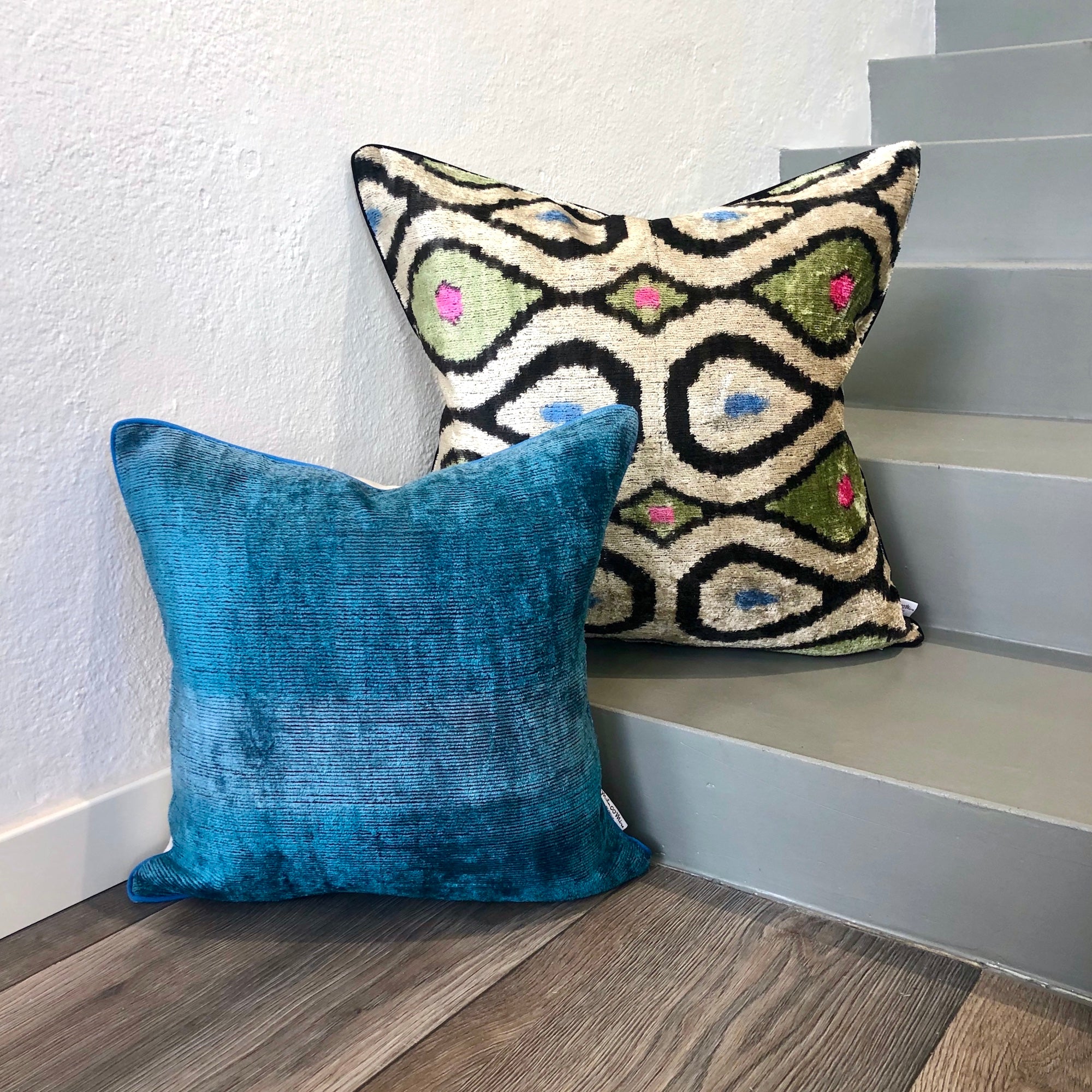 Luxury Velvet Ikat Cushion Cover - Bohemian Decorative Throw Pillow Case for Sofa, Bed, Chair - Home Decor Accent for Living Room, Bedroom, Nursery