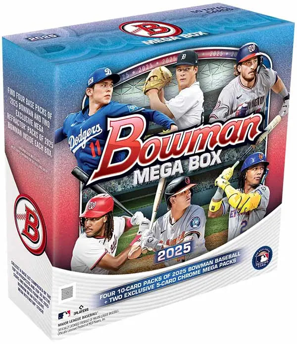 2025 Bowman Baseball Mega Box - 24 Packs, 288 Cards - Collectible Trading Cards for Baseball Fans & Enthusiasts - Perfect for Gifts, Investments, and Fantasy Sports