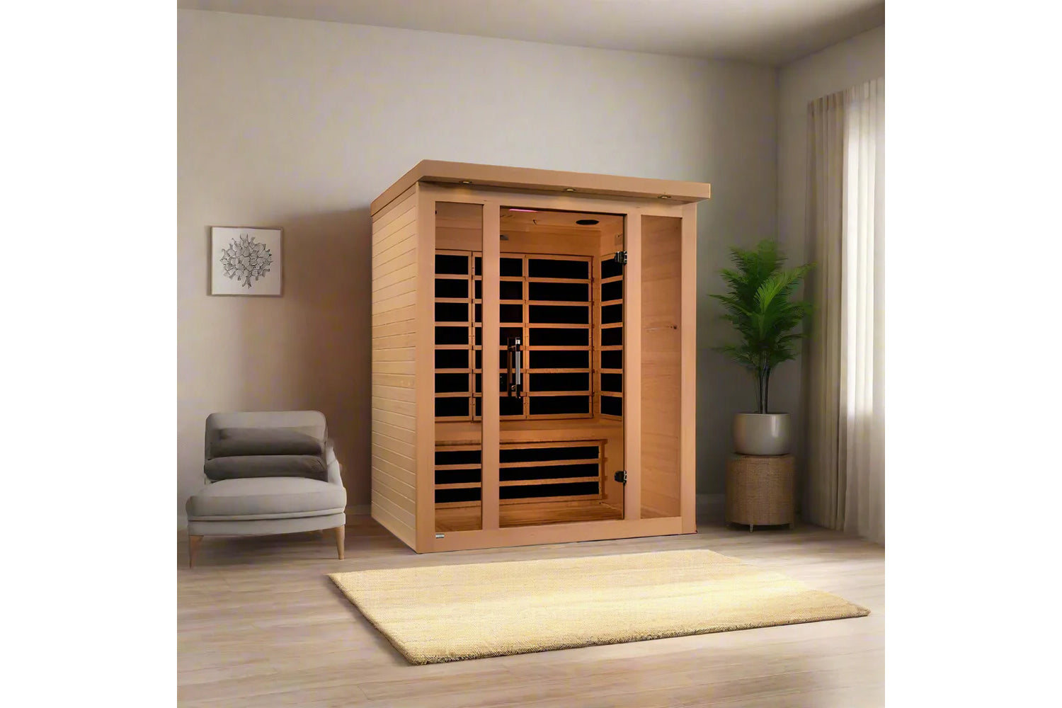 Golden Designs Vila Elite 3-Person FAR Infrared Sauna with Ultra Low EMF - Perfect for Home Spa, Relaxation & Detox Therapy