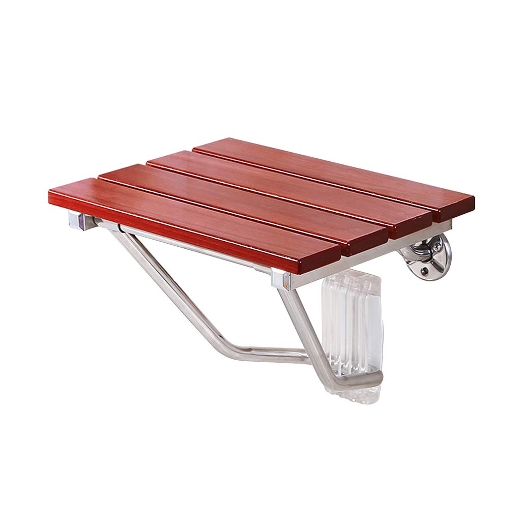 Foldable Wall-Mounted Shower Seat - Solid Wood Bath Chair with Stainless Steel Bracket | ADA Compliant Shower Stool for Elderly & Disabled | Non-Slip Bathroom Safety Seat for Seniors, Shower Bench for Small Spaces