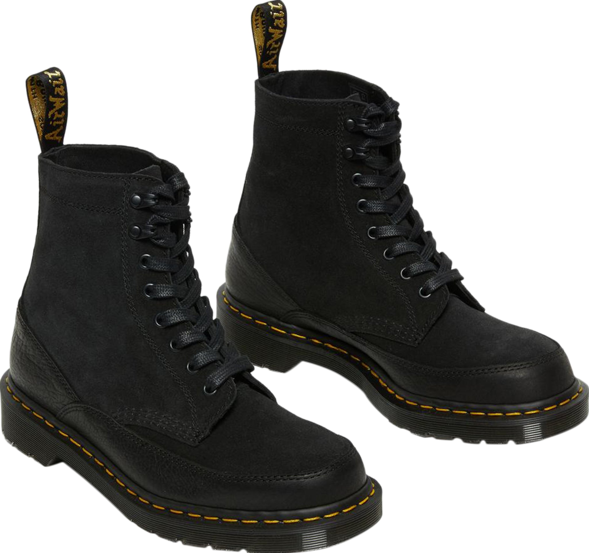 Dr. Martens 1460 Guard Leather Lace-Up Boots - Unisex Black Leather Combat Boots with Air-Cushioned Sole | Perfect for Streetwear, Work & Outdoor Activities