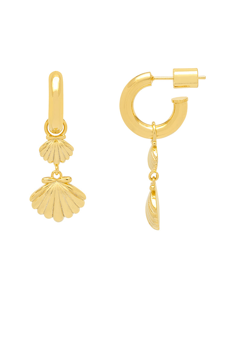 Shell Drop Hoops Earrings - Elegant Beach Jewelry for Women | Perfect for Summer Vacations, Beach Weddings & Boho Fashion