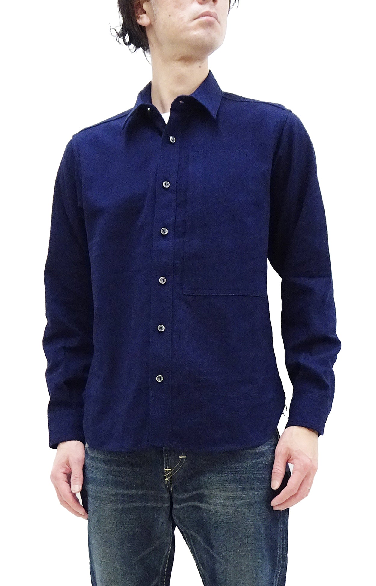 Momotaro Men's Lightweight Cotton Dobby Long Sleeve Button-Up Work Shirt MXLS1008 - Breathable Casual & Office Wear - Perfect for Business, Travel, and Everyday Use