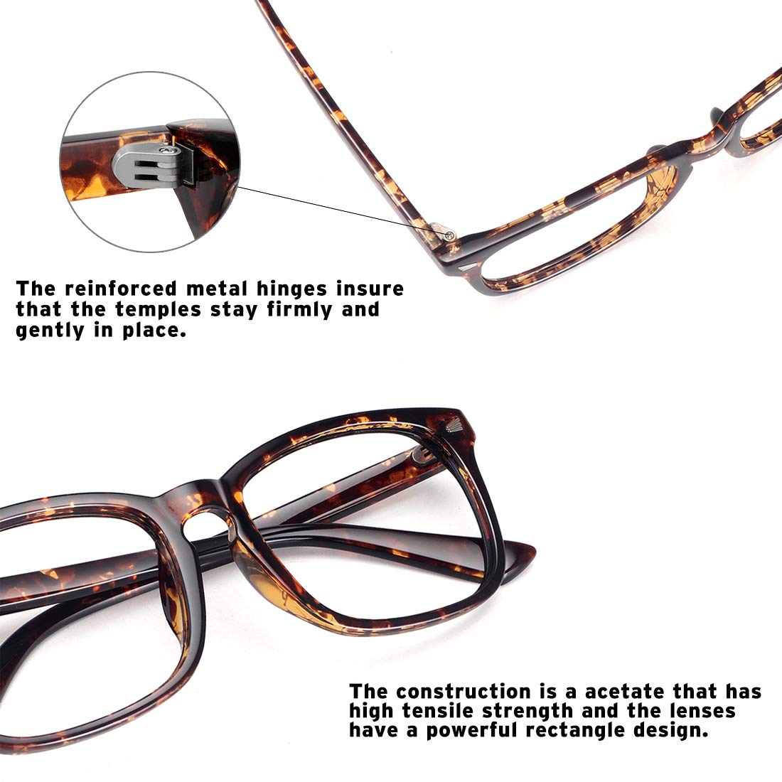 WOWSUN Unisex Stylish Nerd Non-Prescription Glasses - Clear Lens Eyeglass Frames for Fashion & Cosplay - Perfect for Costumes, Photoshoots & Everyday Wear