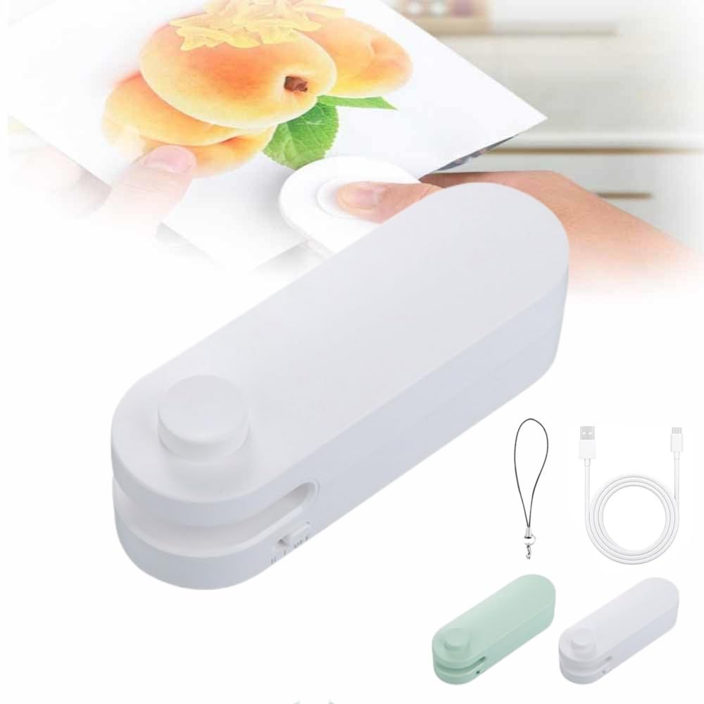 2024 Upgraded 4-in-1 Bag Cutter & Sealer - Portable Heat Seal Vacuum Food Sealer Machine for Plastic Bags, Snack Bags - White | Perfect for Kitchen Storage, Meal Prep & Travel Food Preservation