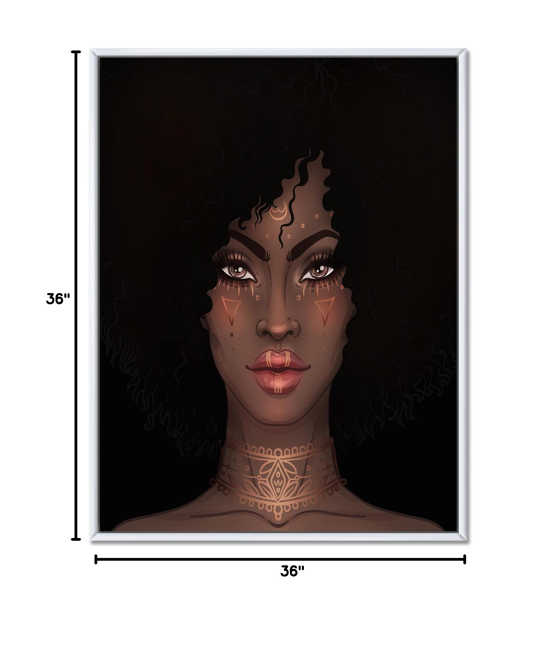 Modern Framed Canvas Wall Art Print - African American Woman Portrait II by DesignQ | Home & Office Decor, Living Room, Bedroom Wall Decor