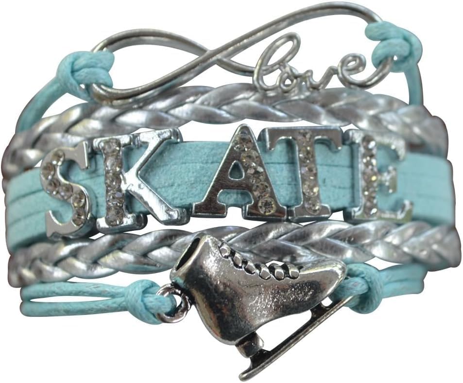 Infinity Figure Skating Bracelet with Ice Skate Charm - Elegant Jewelry Gift for Women, Girls - Perfect for Ice Skating Competitions, Birthday Presents & Special Occasions