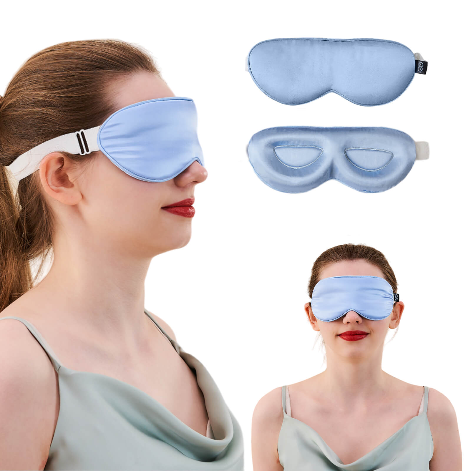 23MM Mulberry Silk 3D Contour Sleep Mask with Adjustable Strap & Free Earplugs - Soft Blackout Eye Mask for Travel, Meditation & Deep Sleep